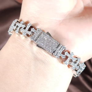 Bracelets à maillons cubains en argent sterling 925 Pierres de moissanite à la mode Testeur de diamants pour la fête de mariage - Product Image 3