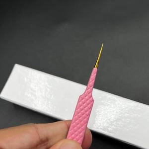 Wholesale Pink Gold Custom <b>Engraved</b> Logo Stainless Steel High Eyelash Extension Tweezers Pointed Tip Sustainable Beauty <b>Tool</b> - Product Image 6