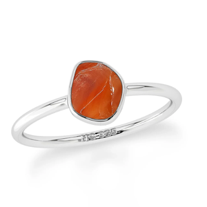 Bague en argent sterling 925 faite à la main, lunette sertie de cornaline et de pierres précieuses brutes, bijoux fantaisie, bague à la mode pour unisexe. - Product Image 1