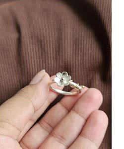 Sterling Silver Flower <b>Ring</b> for Women Floral <b>Statement</b> <b>Ring</b> with Brass Accent Nature Inspired Boho Jewelry Handmade Summer Gift - Product Image 3