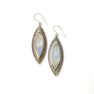 Gold Plated Moonstone Chandelier Drop (13.2 Grams) Water Drop Pattern Featuring Zircon Diamond Pearl for Weddings Parties - Product Image 1