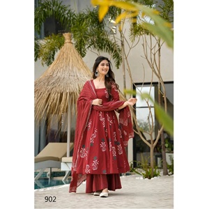 Ensemble pantalon Kurti Dupatta en coton de qualité supérieure imprimé au genou coupe régulière Bon marché Vente en gros Tailles XS 6XL Fonction Wear Maruti - Product Image 1