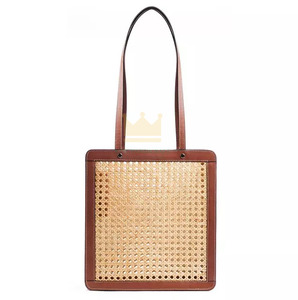 Vintage Trendy Women's Rattan <b>Beach</b> Shoulder <b>Bag</b> Top Fashion with Two Straps Made in Vietnam <b>Cheap</b> Price - Product Image 2