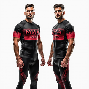 Compression Fit Rash Guard Full and Short Sleeve avec une conception personnalisée pour MMA et Grappling Gear kimono de jiu jitsu - Product Image 5