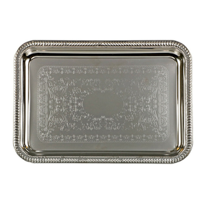 Vaisselle en acier inoxydable faite à la main plateau de service alimentaire plateau décoratif en métal enduit de poudre fabricant de plateau de mariage élégant - Product Image 2