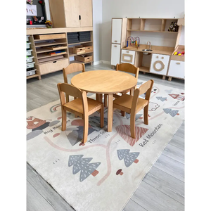 Table pour enfants Structure en bois confortable et polyvalente Table ronde pour enfants Meubles stratifiés pour EN71-3 de maternelle - Product Image 4