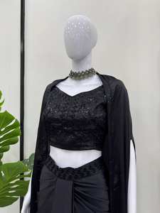 ผ้าไหมซาตินสำหรับผู้หญิงคอลเลคชั่นแบบตะวันตกสไตล์ dhoti - Product Image 3