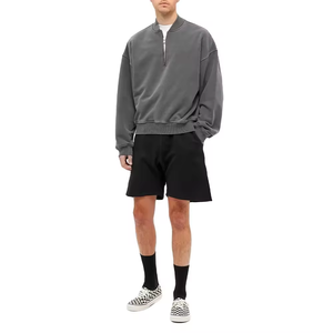 Half Zip Rib Collar Hoodie Bulk Venta al por mayor Invierno Heavy Personalizable Hoodies Bulk Oversized Crop Hoodies - Product Image 2