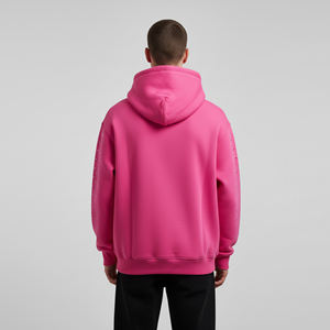 Sudaderas con capucha de otoño rosa fuerte adornadas con mangas de diamantes de imitación 100% algodón XXS patrón sólido antiarrugas impresión Digital - Product Image 6