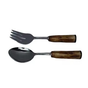New Arrival Bone Inlay Handle in Antique Finish Salad <b>Server</b> Set in Steel Polished Handles Flatware Steel Salad Set - Product Image 1