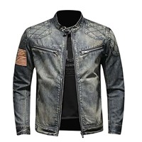 Veste en jean délavée à l'acide sur les épaules à rayures classiques pour hommes, veste en jean délavée à l'acide coupe-vent simple personnalisée, vente en gros