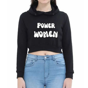 Wholesale Custom Puff Printing Crop <b>Top</b> Hoodies Sweatshirts Street Women's Oversized Cropped - Product Image 1