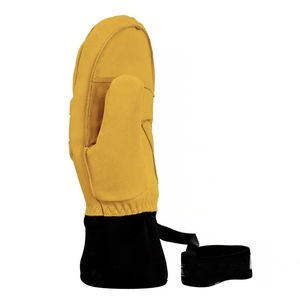 Moufles de ski en cuir pour hommes femmes en peau de mouton noire avec doublure en fourrure mitaines d'hiver chaudes personnalisées gants pour temps froid - Product Image 5