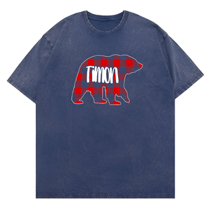 Camiseta de Navidad a cuadros de búfalo rojo personalizada de oso Timon lavada unisex para hombre - Product Image 2