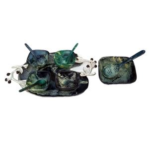 Plato de pastel con 4 piezas de posavasos, juego de resina hecho con borde dorado, cuchillo para pastel, juego de herramientas, plato de pastel de resina hecho a mano - Product Image 3