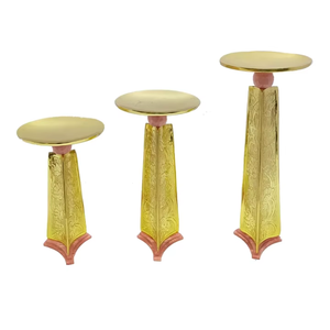 Antique or rose 3 pièces élégant bougeoir en métal lanternes et bocaux pour la maison mariage anniversaire saint valentin célébrations de pâques - Product Image 1