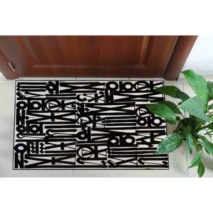 Tapis graffiti noir et blanc : Décoration moderne pour salon, tapis doux non tissé - Product Image 4