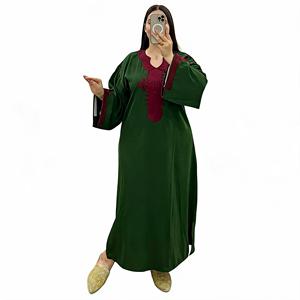 Women Plus Size Abaya With Embroidery Detail Three Quarter Sleeve Modest <b>Dress</b> A Length Loose Fit Daily Wear Middle East Style - Product Image 2