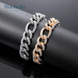 High Quality 13mm 18K White Gold 925 <b>Silver</b> Iced Figaro <b>Bracelet</b> <b>For</b> <b>Men</b> Raper Style Jewelry - Product Image 2