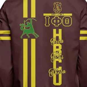 Veste universitaire Iota Phi Theta 1963, satin brillant brodé, style bomber grec universitaire de qualité supérieure - Product Image 5