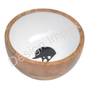 Bol mélangeur multifonctionnel en émail blanc pour ustensiles de cuisine, décoration de table, bols à fruits en bois de manguier, qualité alimentaire - Product Image 2