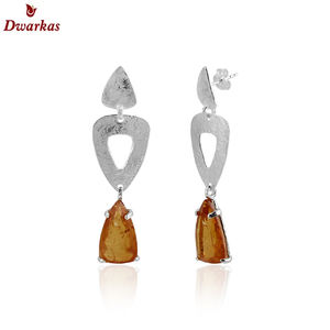 Pendiente de textura de piedra de cuarzo caramelo Doublet de Plata de Ley 925 de diseño clásico más vendido para damas y niñas - Product Image 4