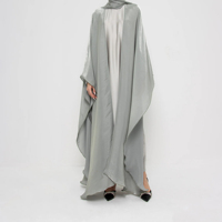 Abaya soyeuse ouverte sur le devant en viscose tissu Nida de couleur unie Abaya islamique simple et modeste style papillon personnalisé pour musulmans
