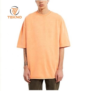 Venta al por mayor 100% algodón hombro de la gota Camiseta para los hombres de alta calidad de peso pesado Mock Neck Plain personalizable de gran tamaño de ajuste largo - Product Image 4