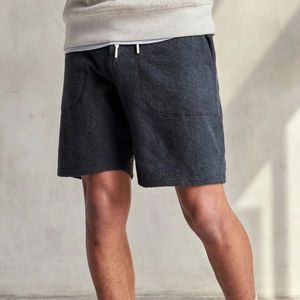 Pantalones Cortos Deportivos Personalizados al por Mayor para Hombre, 100% Algodón, Tejido de Lana, Ecológicos, de Secado Rápido, Transpirables, con Cierre de Cordón Ajustable - Product Image 1