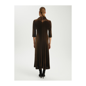 Robe maxi trapèze à col à revers, non doublée, sans ceinture, très colorée - Product Image 1