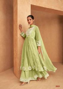 Último diseñador Faux Georgette bordado secuencia trabajo Sharara traje por Fab Zone - Product Image 2