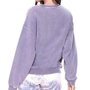 Breathable Drop Shoulder <b>Distressed</b> Sweatshirts Women Oversized Acid Wash Custom Logo Long Sleeve Cotton Streetwear <b>Top</b> - Product Image 3