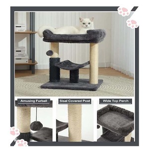 Arbre à <span class=keywords><strong>chat</strong></span> à 2 niveaux en tissu velours, structure robuste, panneaux de particules de classe E0, poteau à gratter en sisal écologique, design moderne <span class=keywords><strong>pour</strong></span> animaux de compagnie - Product Image 2