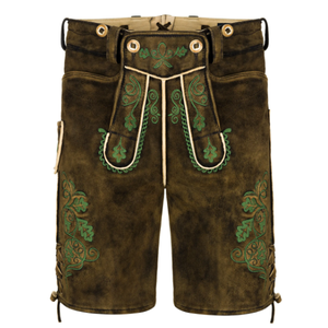 Short Lederhosen en cuir de chèvre et daim Oktoberfest bavarois pour hommes Short Lederhosen - Product Image 1
