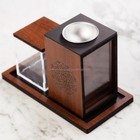 Juego de bandeja Bakhoor de madera decorativa en idioma árabe con caja, quemador de Ramadán, quemador especial Eid Oud de Oriente Medio para decoración del hogar