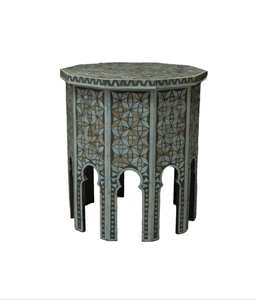 Taburete con incrustaciones de hueso hecho a mano, mesa con incrustaciones de hueso de diseño Floral con asiento de lona, taburete con incrustaciones de hueso a la venta al menor costo - Product Image 3