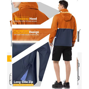 Veste de pluie imperméable professionnelle pour hommes coupe-vent manteau de randonnée à capuche extérieur léger OEM ODM approvisionnement de marque personnalisé - Product Image 5