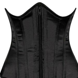 Black Satin Underbust Steel Boned Corset Women Waist Training Shaper <b>Lingerie</b> with Lace Up Back - Product Image 2