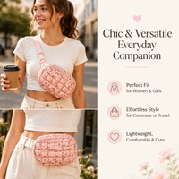 Sac banane compact en nylon haute densité matelassé, ceinture réglable, pour femme, décontracté, pour les trajets quotidiens, commande en gros, usine certifiée BSCI ISO