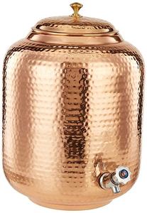 Natural Polished Copper <b>Water</b> <b>Dispenser</b> and One <b>Glass</b> With Iron Black Powder Coated Designer Stand - Product Image 6