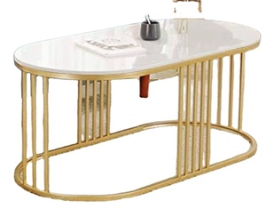 Marble <b>office</b> Coffee Table Modern Minimalist Center Table for Contemporary Spaces Round Wooden <b>Set</b> for Home Living Room - Product Image 2