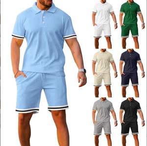 Pantalones cortos de manga corta con solapa para hombre, conjunto deportivo y de dos piezas - Product Image 3