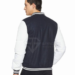 บริการ OEM ผู้ผลิตเสื้อแจ็คเก็ตเบสบอลปักลายคุณภาพสูงสำหรับฤดูหนาว พร้อมโลโก้ด้านหน้าและแขนหนังสำหรับผู้ชาย - Product Image 2