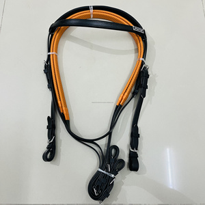 Meilleure vente de bride en PVC d'aspect cuir de cheval et de rênes rembourrées en caoutchouc orange Fabrication de matériaux résistants aux UV en Inde - Product Image 4