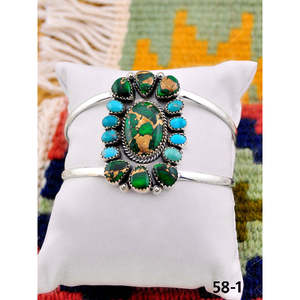 "Handmade Peacock Dahlia & Sterling Silver Cuff Bracelet-Fashion Statement" - Product Image 4