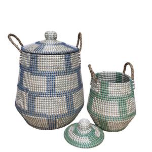 ชุดตะกร้าหญ้าทะเลธรรมชาติ2ใบทำด้วยมือจากเวียดนาม - Product Image 3