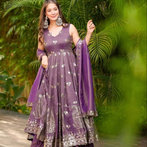 Haute Qualité Attrayant Indien Pakistanais Traditionnel Festival Porter Designer Faux Georgette Femmes Robe Anarkali Costume - Product Image 1