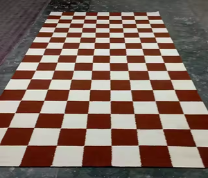 Tapis de laine à tissage plat Jacquard à rayures moelleuses ivoire de qualité supérieure fait à la main doux Pile de boucle Rectangle pour la maison cuisine coton - Product Image 2