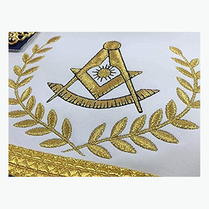 High Quality Masonic Past Master Gold Embroidery Purple <b>Apron</b> Machine Embroidery Lambskin Leather for Everyday Use - Product Image 3