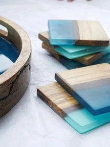 Ensemble de sous-verres en bois décoratifs classiques avec support avec sous-verres en pierre pour cadeaux et usage domestique - Product Image 4